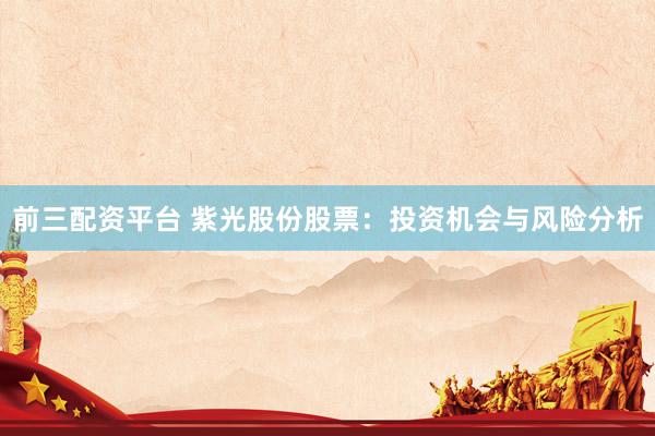 前三配资平台 紫光股份股票：投资机会与风险分析
