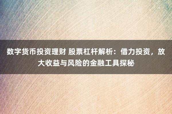 数字货币投资理财 股票杠杆解析：借力投资，放大收益与风险的金融工具探秘
