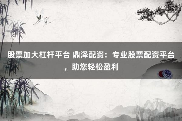 股票加大杠杆平台 鼎泽配资：专业股票配资平台，助您轻松盈利