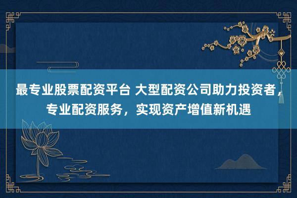 最专业股票配资平台 大型配资公司助力投资者，专业配资服务，实现资产增值新机遇