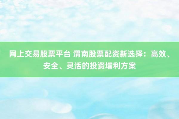 网上交易股票平台 渭南股票配资新选择：高效、安全、灵活的投资增利方案