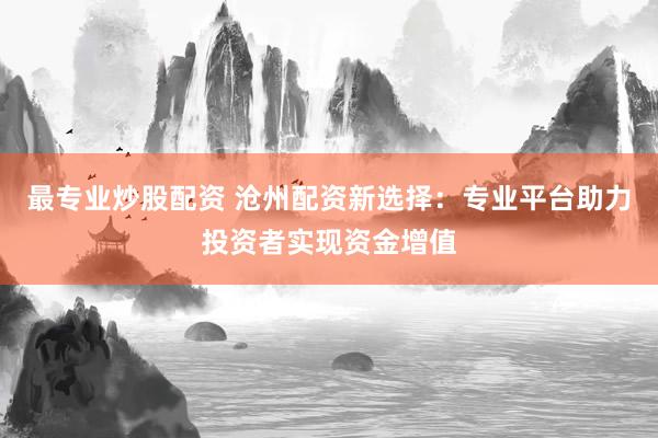 最专业炒股配资 沧州配资新选择：专业平台助力投资者实现资金增值