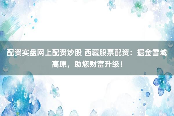 配资实盘网上配资炒股 西藏股票配资：掘金雪域高原，助您财富升级！