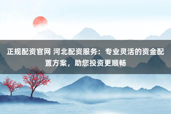 正规配资官网 河北配资服务：专业灵活的资金配置方案，助您投资更顺畅