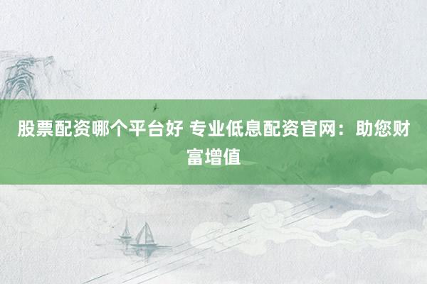 股票配资哪个平台好 专业低息配资官网：助您财富增值