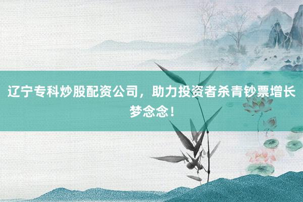 辽宁专科炒股配资公司，助力投资者杀青钞票增长梦念念！