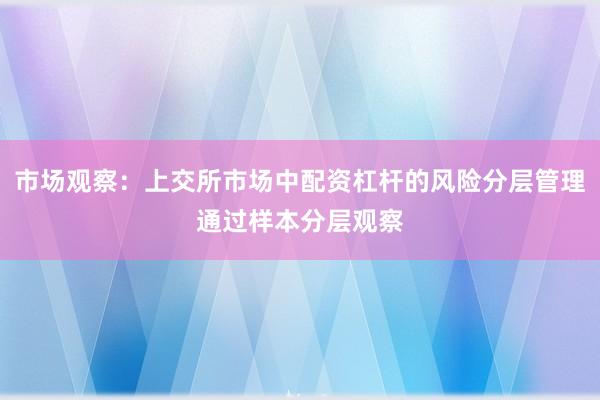 市场观察：上交所市场中配资杠杆的风险分层管理通过样本分层观察