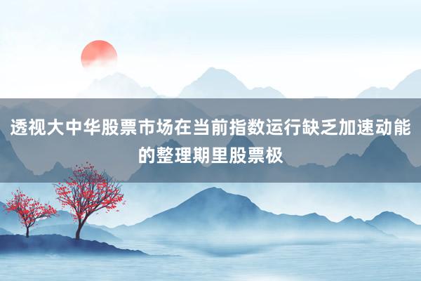 透视大中华股票市场在当前指数运行缺乏加速动能的整理期里股票极