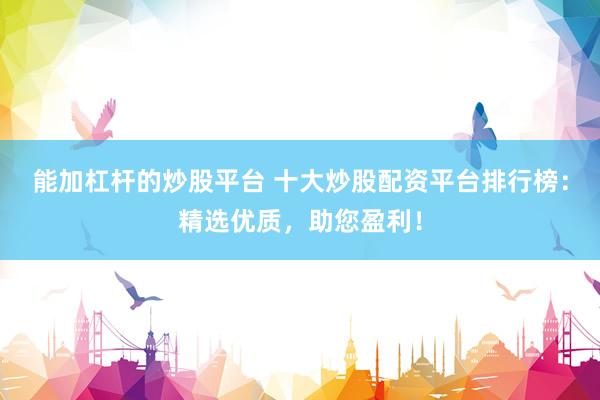 能加杠杆的炒股平台 十大炒股配资平台排行榜：精选优质，助您盈利！
