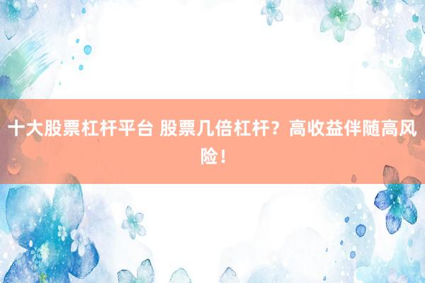 十大股票杠杆平台 股票几倍杠杆？高收益伴随高风险！