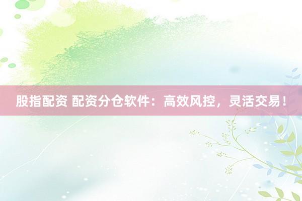 股指配资 配资分仓软件：高效风控，灵活交易！