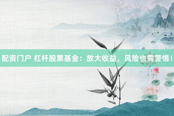配资门户 杠杆股票基金：放大收益，风险也需警惕！