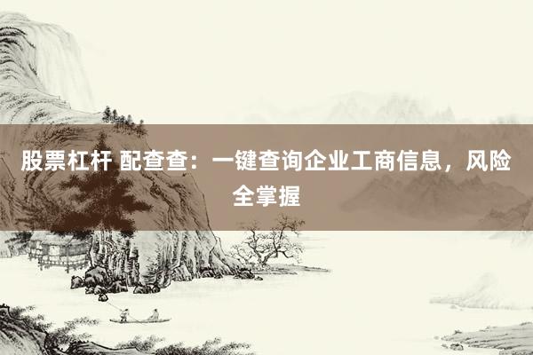 股票杠杆 配查查：一键查询企业工商信息，风险全掌握