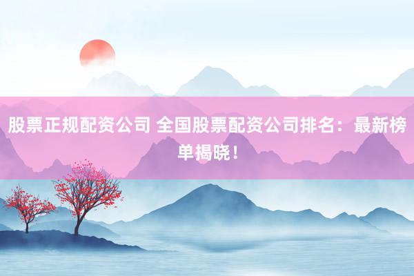 股票正规配资公司 全国股票配资公司排名：最新榜单揭晓！
